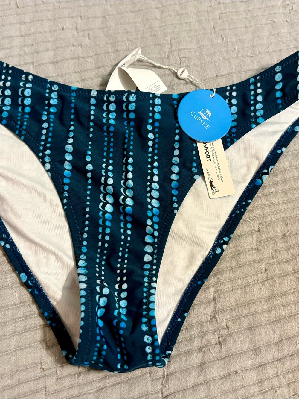 Cupshe Teal Dot-Print Bikini Bottom